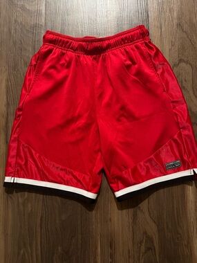 Athletic Works Red Mesh Athletic Shorts with White & Black Trim